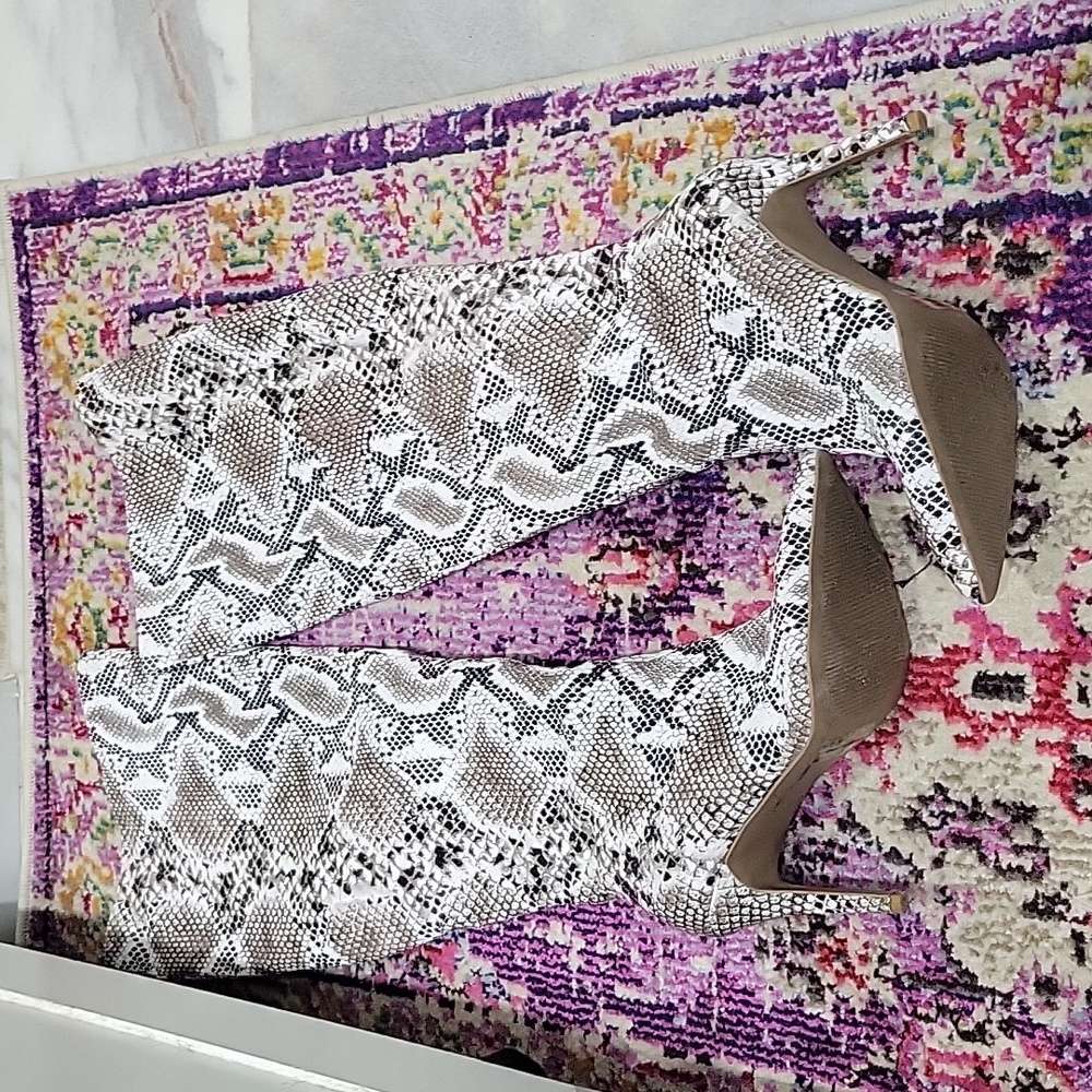 Snake Skin Python Print Thigh High Boots - image 5